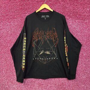 Space Zebra Music Saves Us Long Sleeve black T-Shirt XL